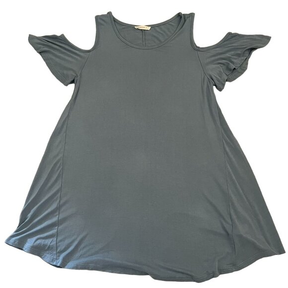 Blue Cold Shoulder A Line Mini Dress Womens Sz Large By Reborn J - Picture 10 of 10